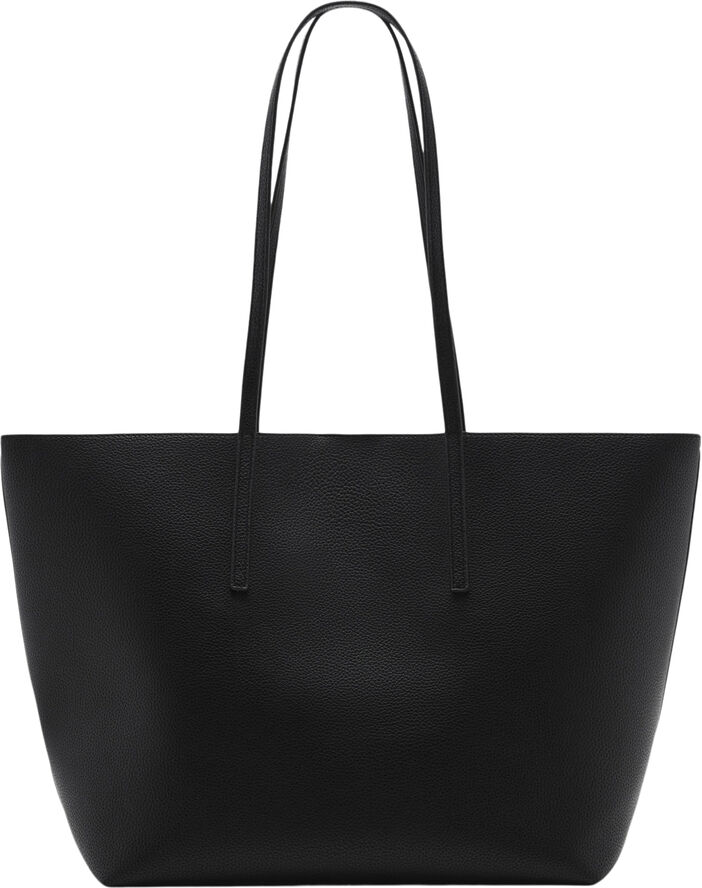 MANGO Pebbled effect shopper bag Black
