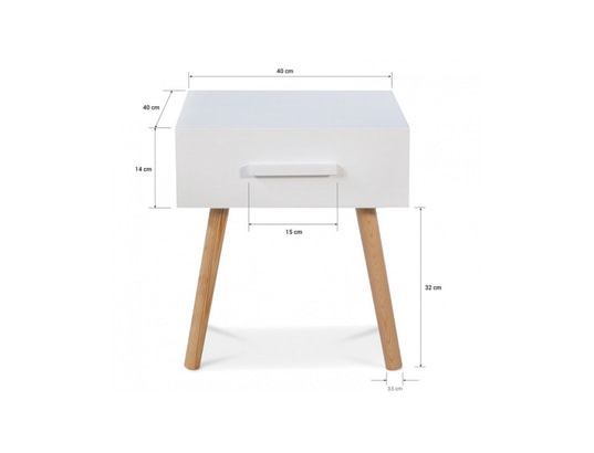 HOMESTYLE4U - Table de chevet enfant Table de nuit Tiroir blanc en pin