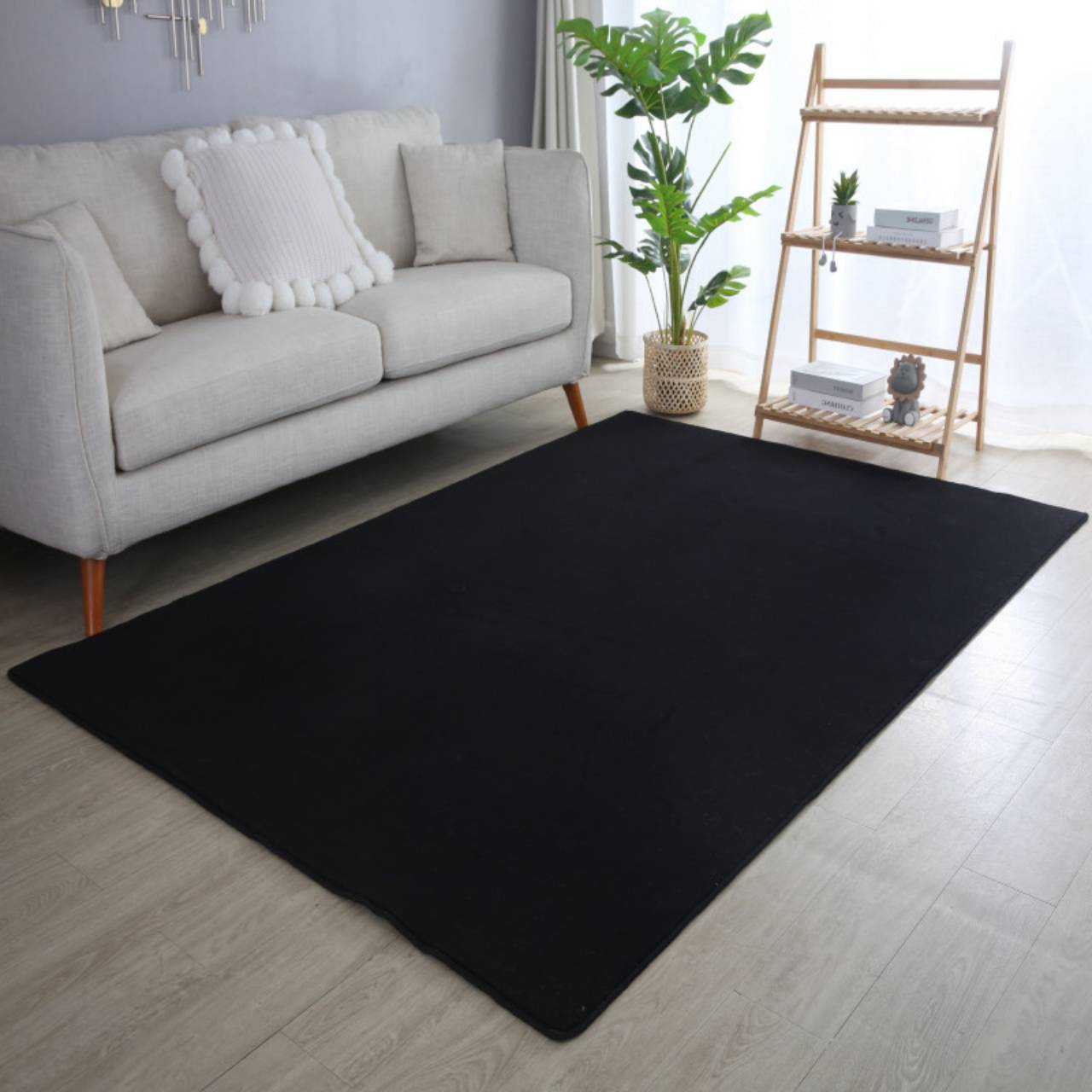 Waschbarer Teppich Wohnzimmer, Kurzflor rutschfest Flauschig Weich, Einfarbig, Felloptik, Super Soft