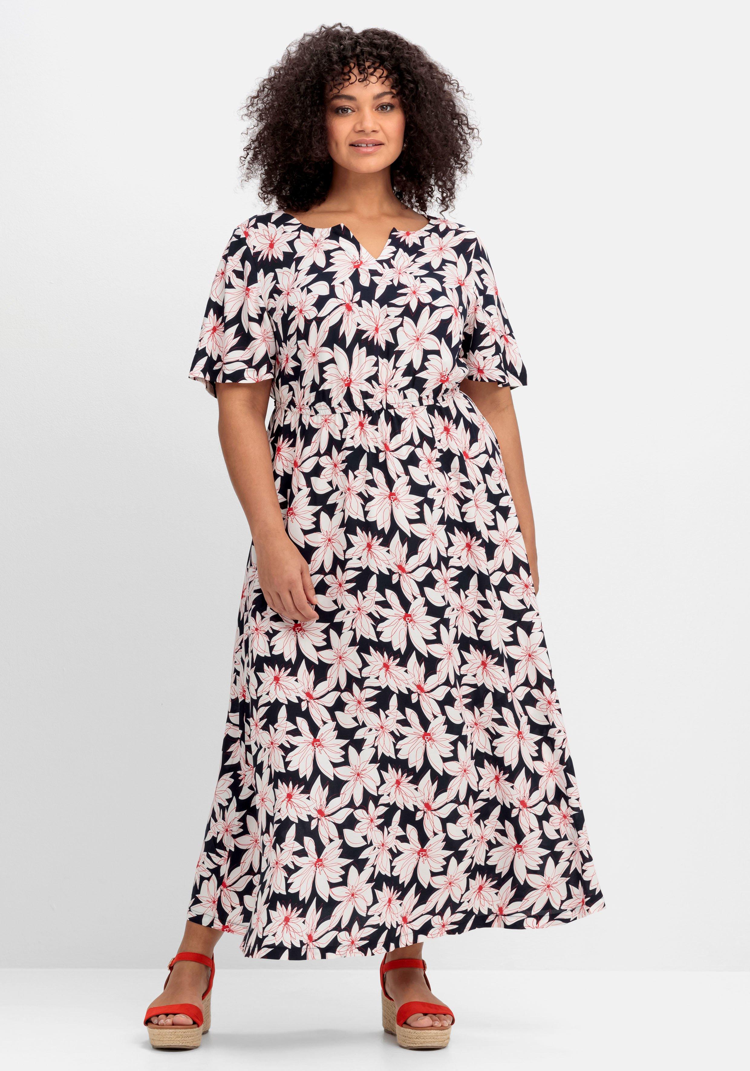 Maxikleid mit Blumenprint und Taillen-Bindeband