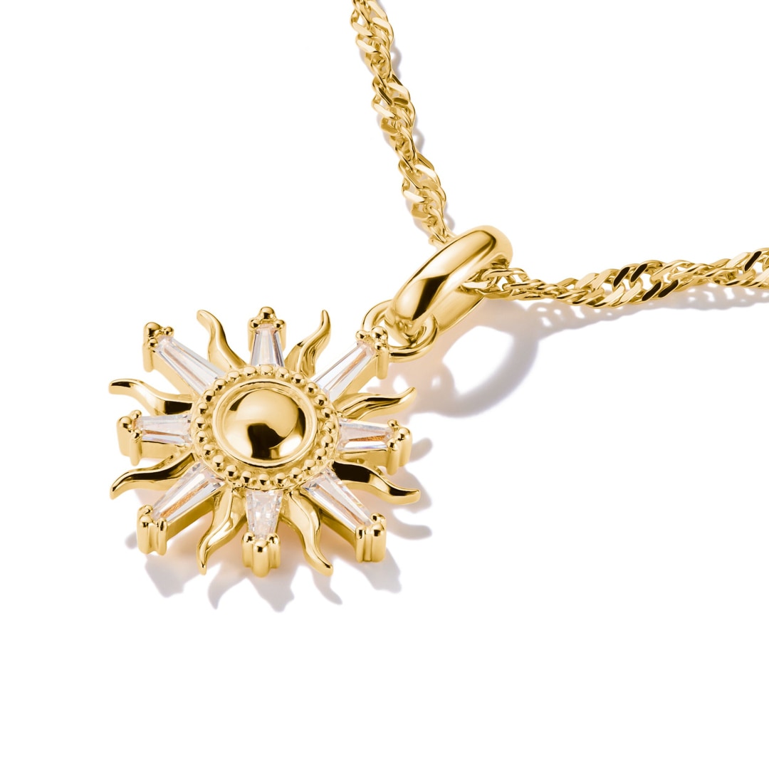 Thomas Sabo Charm-Anhänger Sonne mit Steinen Connect vergoldet