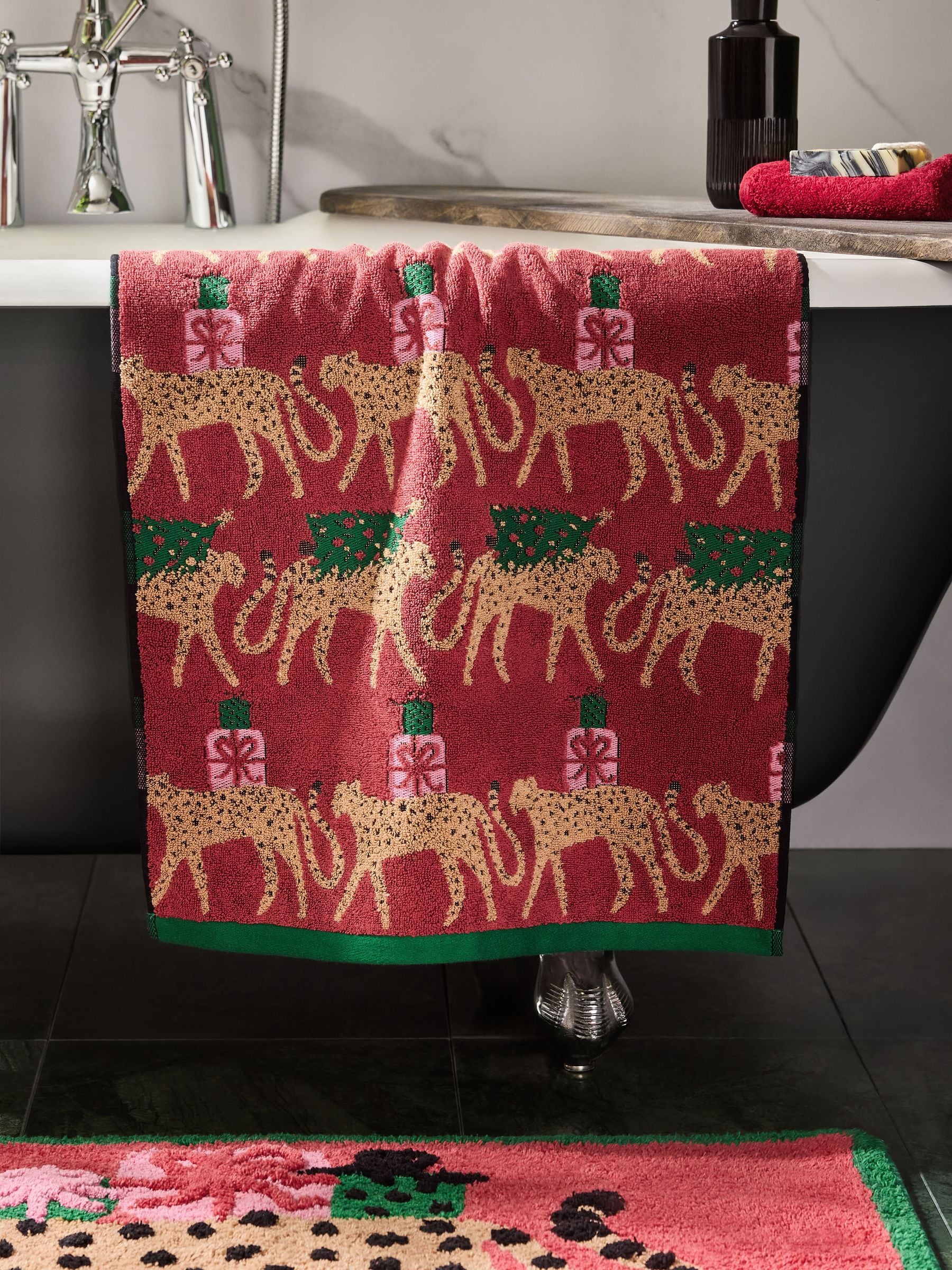 Kersthanddoeken met cheetahprint