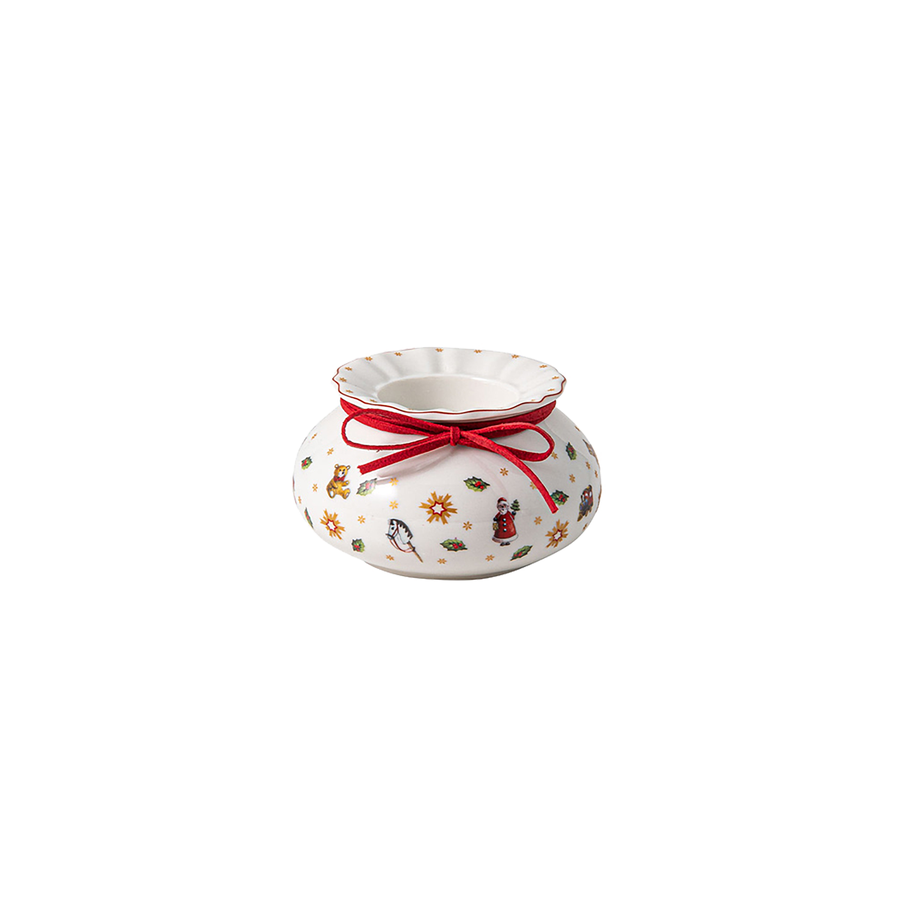 Toy's Delight Tealight holder Red, 3.9'' x 3.9'' x 2.2'', Premium Porcelain