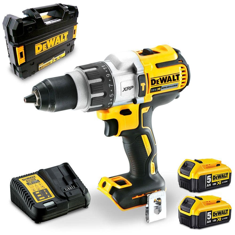 DEWALT 18V Brushless 2 x 5.0Ah 13mm Hammer Drill Kit DCD996P2-XE
