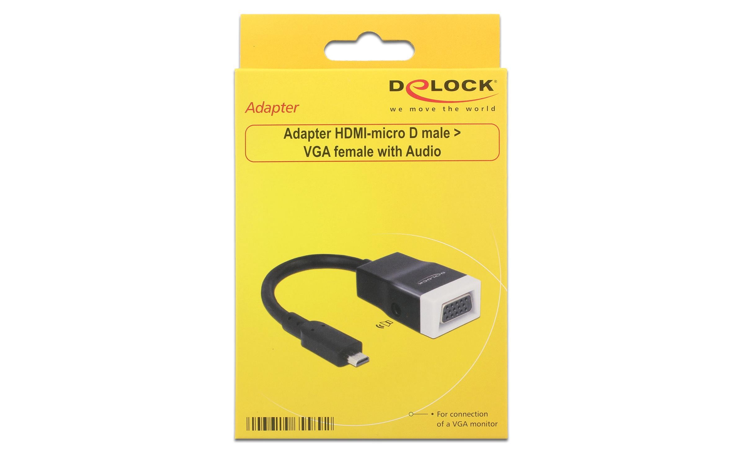 Adapterkabel Micro-HDMI – VGA SchwarzHDMI (Micro-Stecker) zu VGA Adapter mit integrierter Audiobuchse