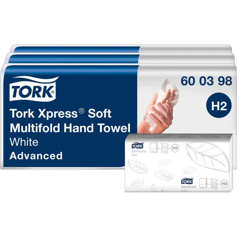 Essuie-mains pliage enchevêtré Tork H2 Advanced doux - Carton de 3780