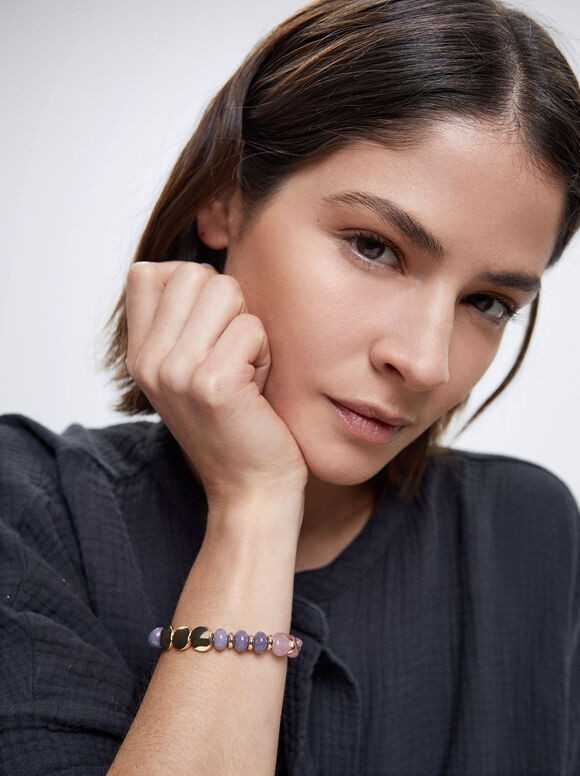 Pulseira elástica com pedra - Multicolorida