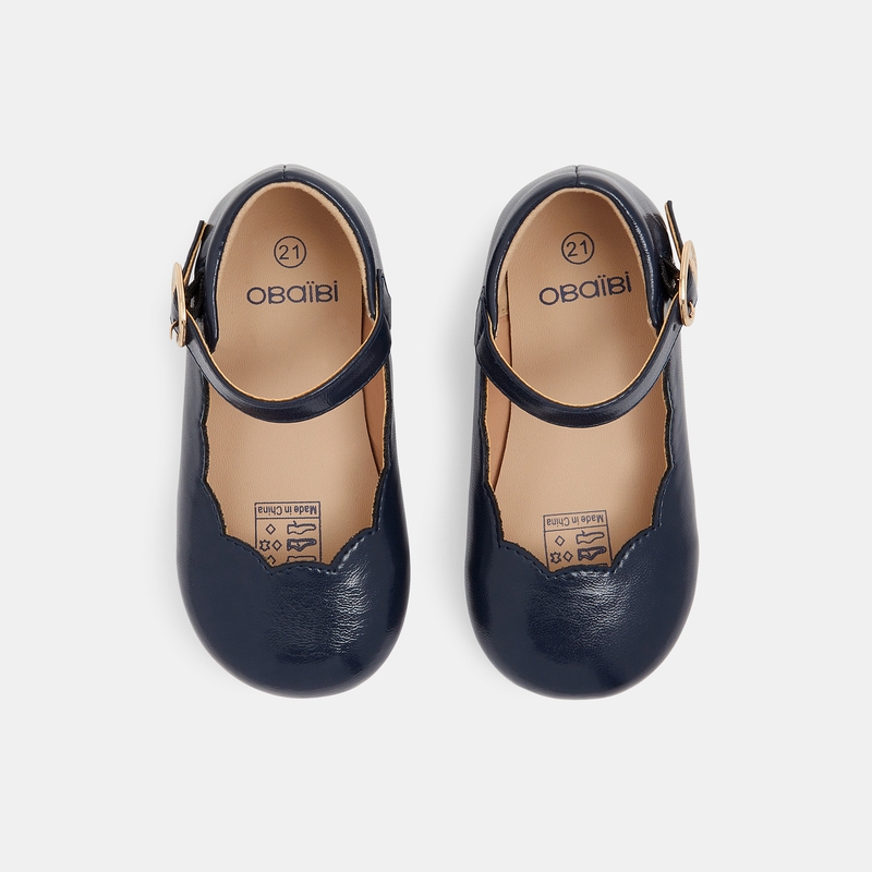 Ballerines cérémonie vernies bleues bébé fille