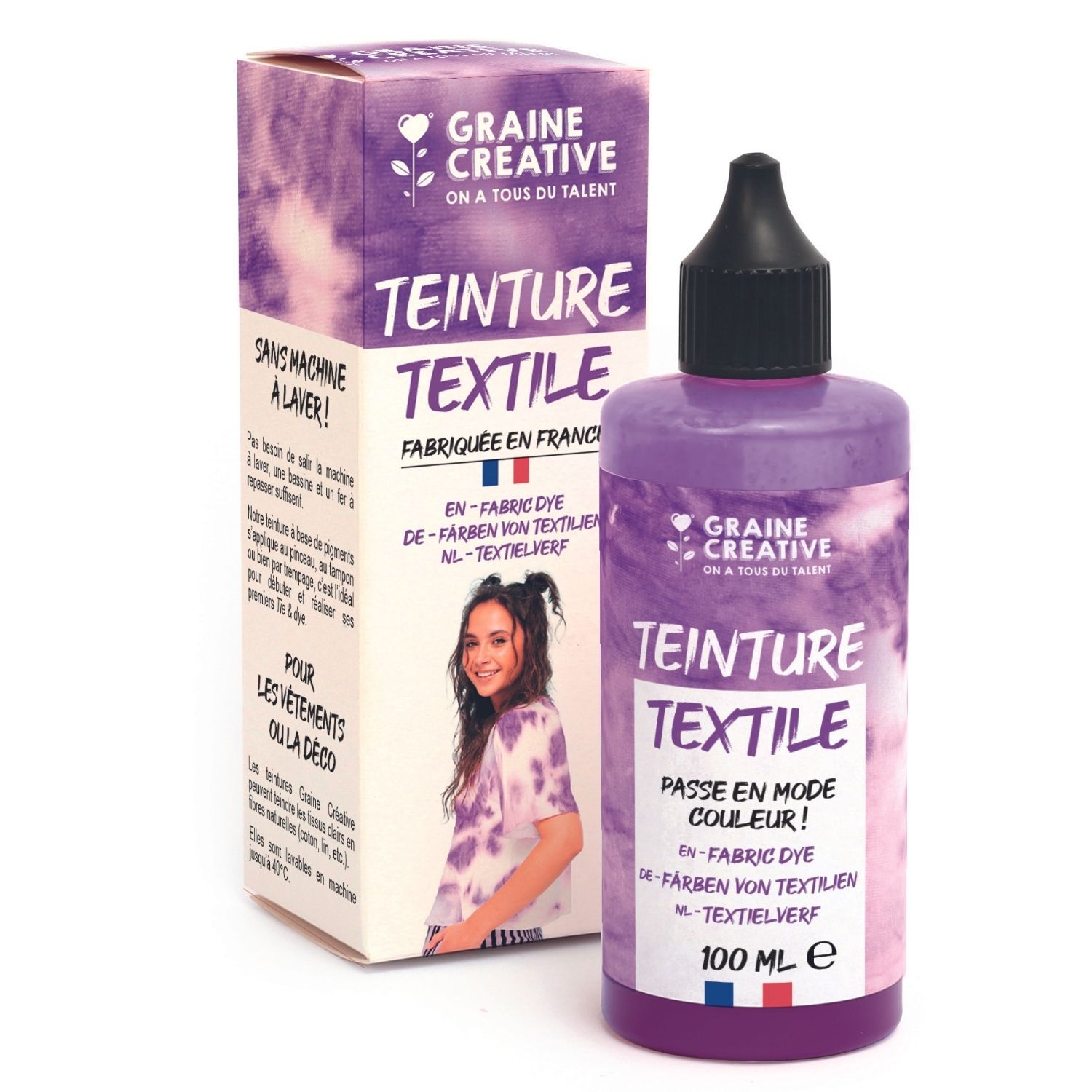 Peinture pour textile 100 ml effet tie and die - violet