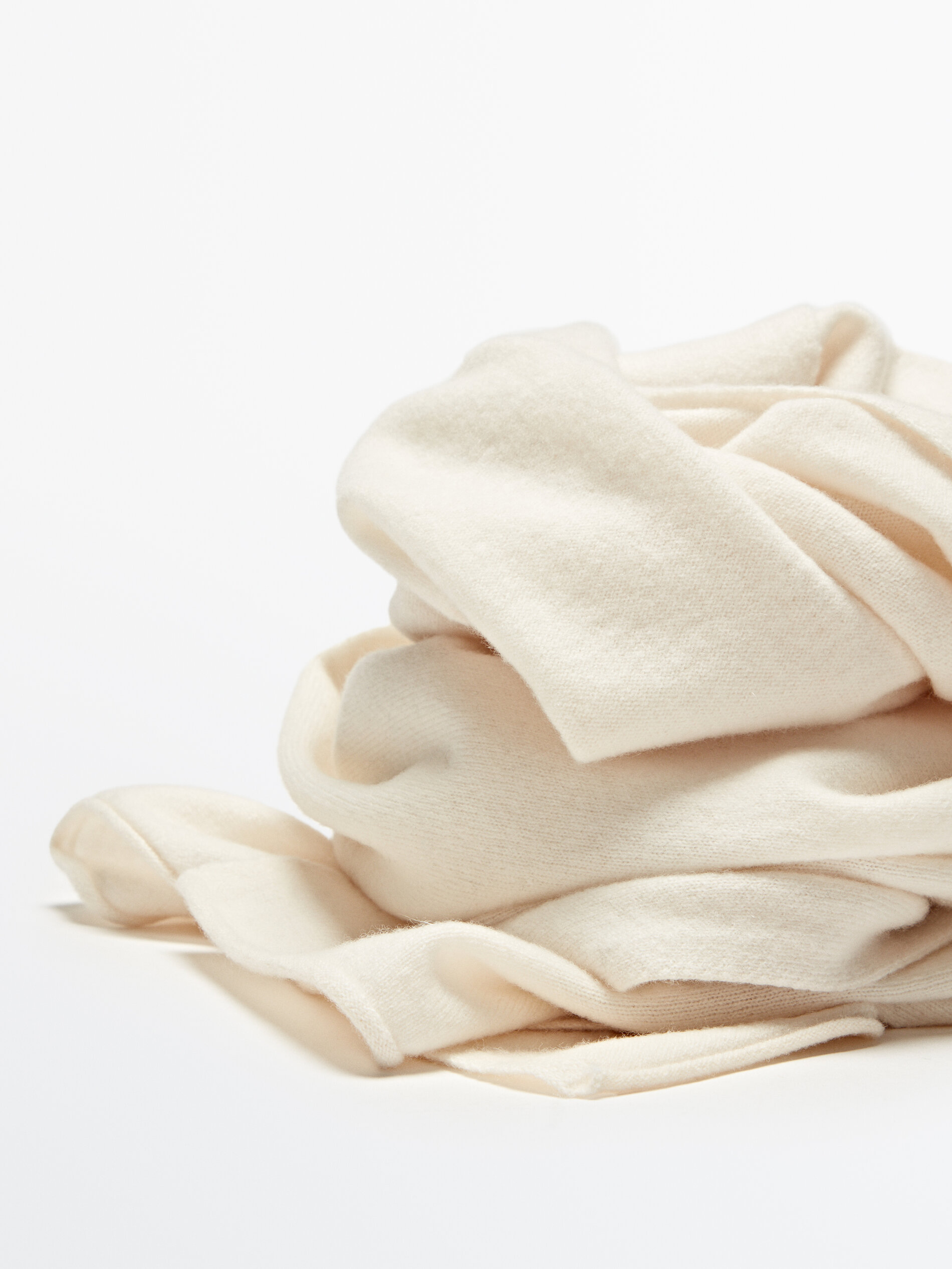 Cachecol de lã cashmere de malha fina - Cru