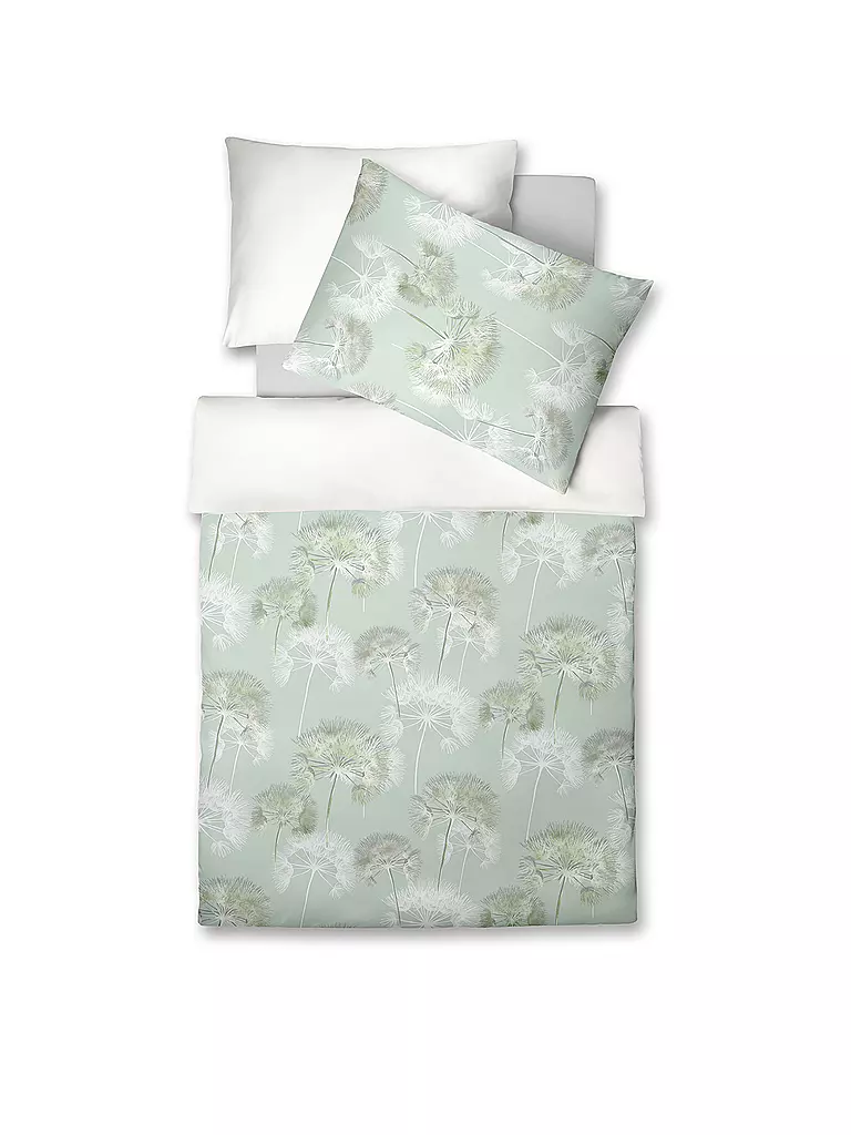 FLEURESSE Satin Bettwäsche MODERN GARDEN 70x90cm / 140x200cm  hellgrün