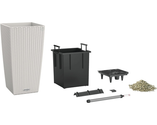 Lechuza Cubico Cottage plantenbak 40 x 40 x 75 cm wit