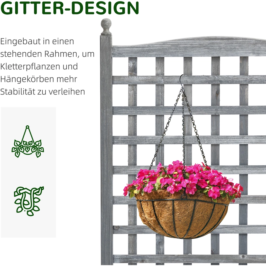 Outsunny Rankkasten im Spalierrahmen-Design hellgrau
