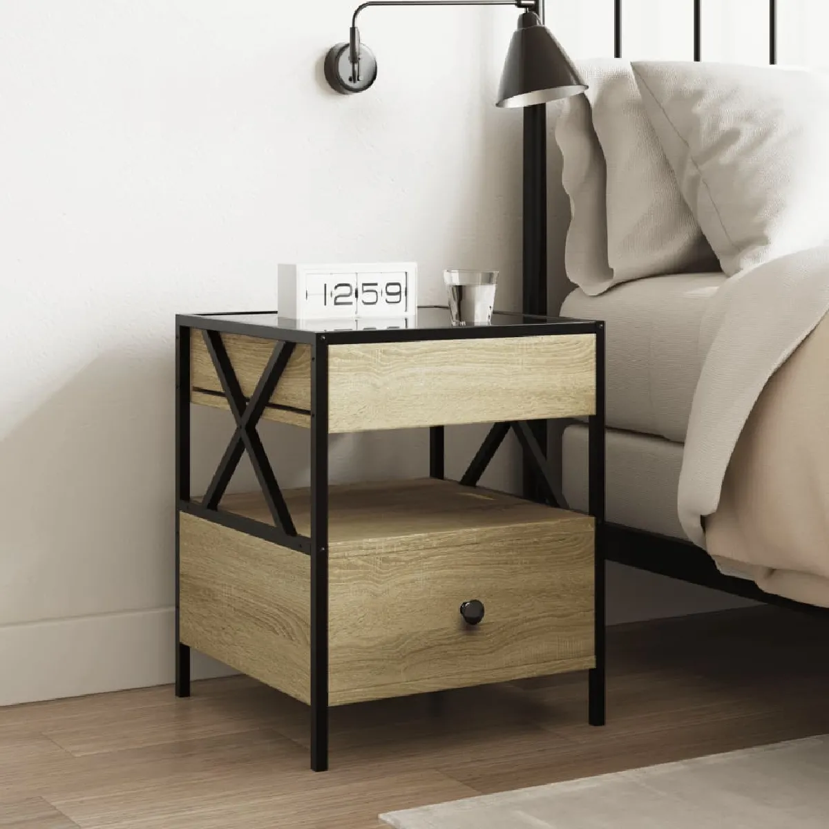 vidaXL Table de chevet LED