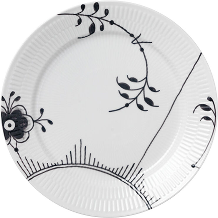 Royal Copenhagen Sort Mega Riflet 27 cm. tallerken Hvid / sort