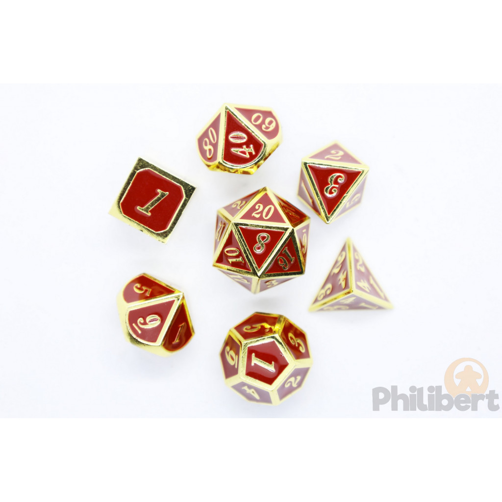 Set de 7 Dés JDR métalliques - Enamel and Gold