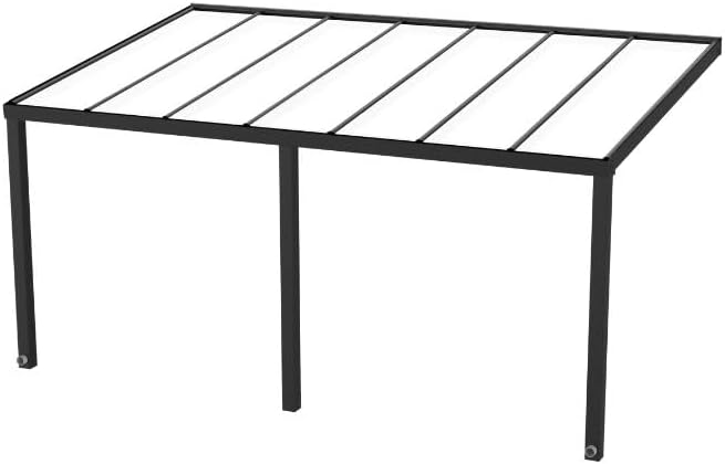 Terrassenüberdachung KD Alpha in Anthrazit mit VSG-Klarglas in 500x400cm - Terrassendach aus Aluminium - wetterfeste Überdachung