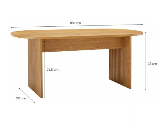 Table à manger GOYA finition chêne - 180x90 cm - Bois