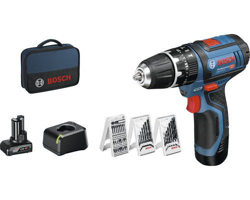 Bosch Professional GSB 12V-15 accu-slagboormachine, inclusief 2 accu's (1x 2,0 & 1x 4,0 Ah) en lader