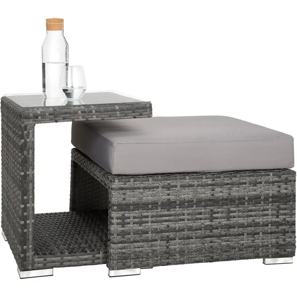 tectake Wicker loungeset San Marino met aluminium frame, Grijs