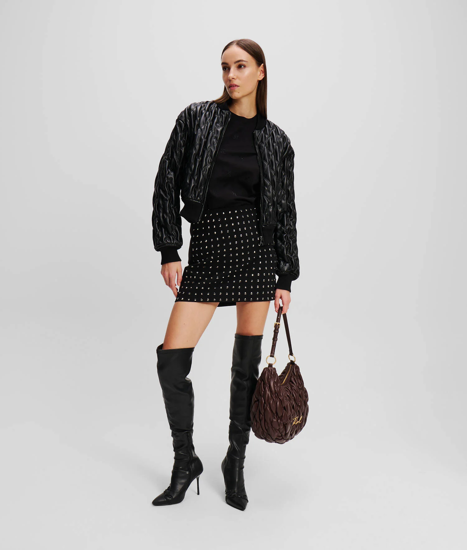 VESTE AVIATEUR MATELASSÉE EN SIMILI-CUIR