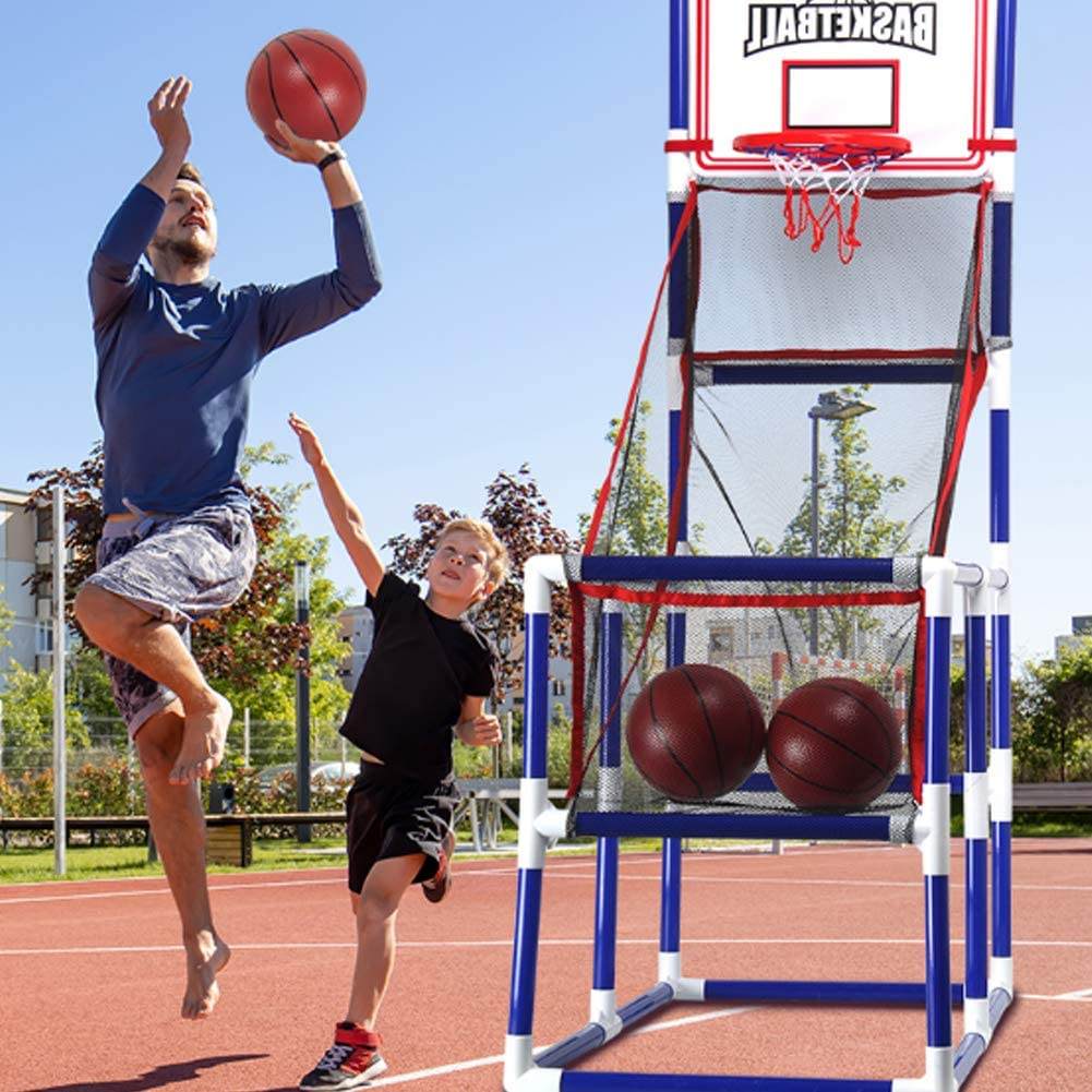 (140cm) Basketball Shoot Out Spiel für Kinder   2 Basketbälle - Blau / Rot