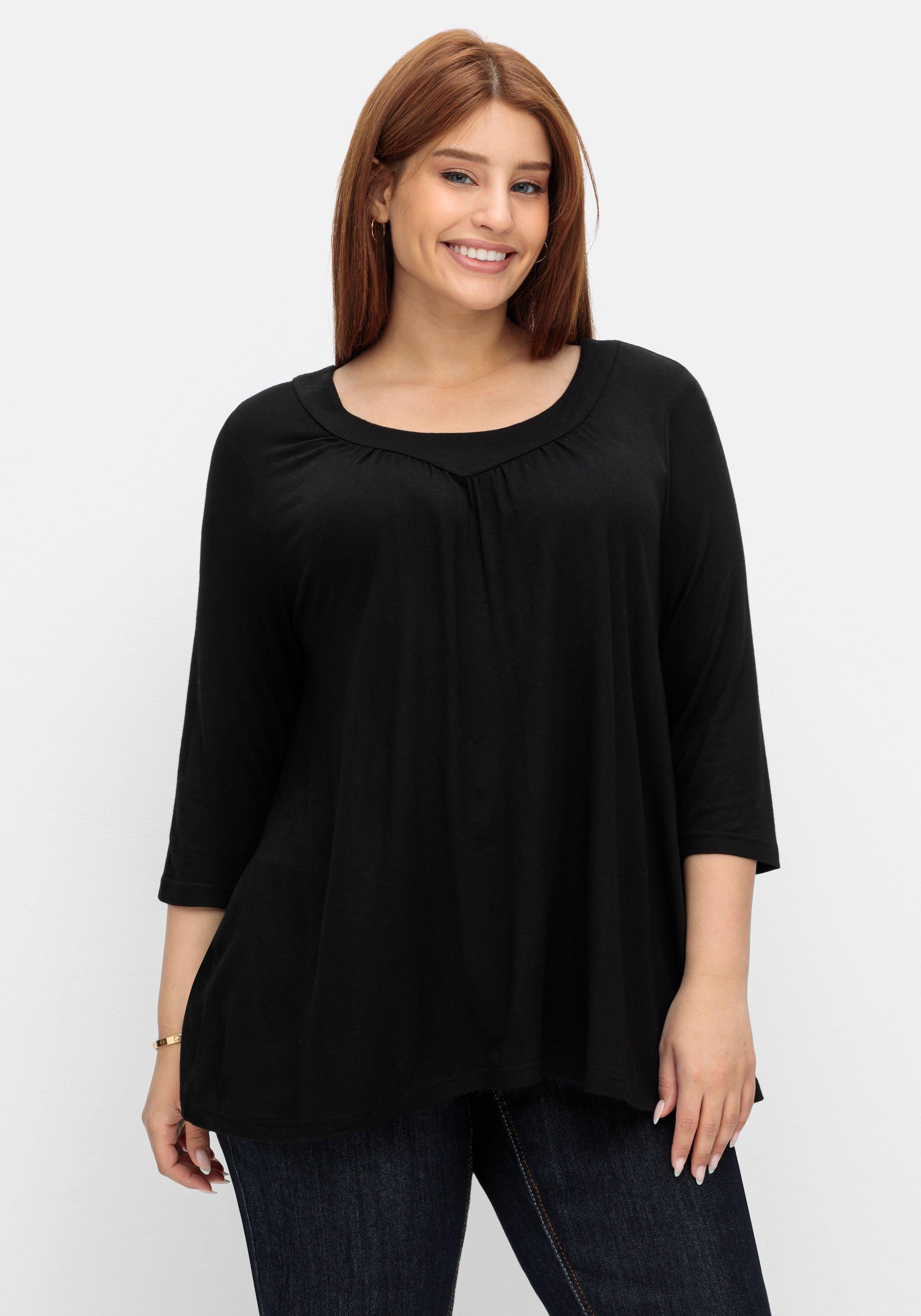 3/4-Arm-Shirt in Petite Passform, in weiter A-Linie