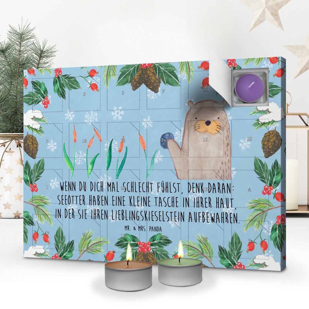Mr. & Mrs. Panda Geurkaars Adventskalender Otter Stone - Pastelblauw