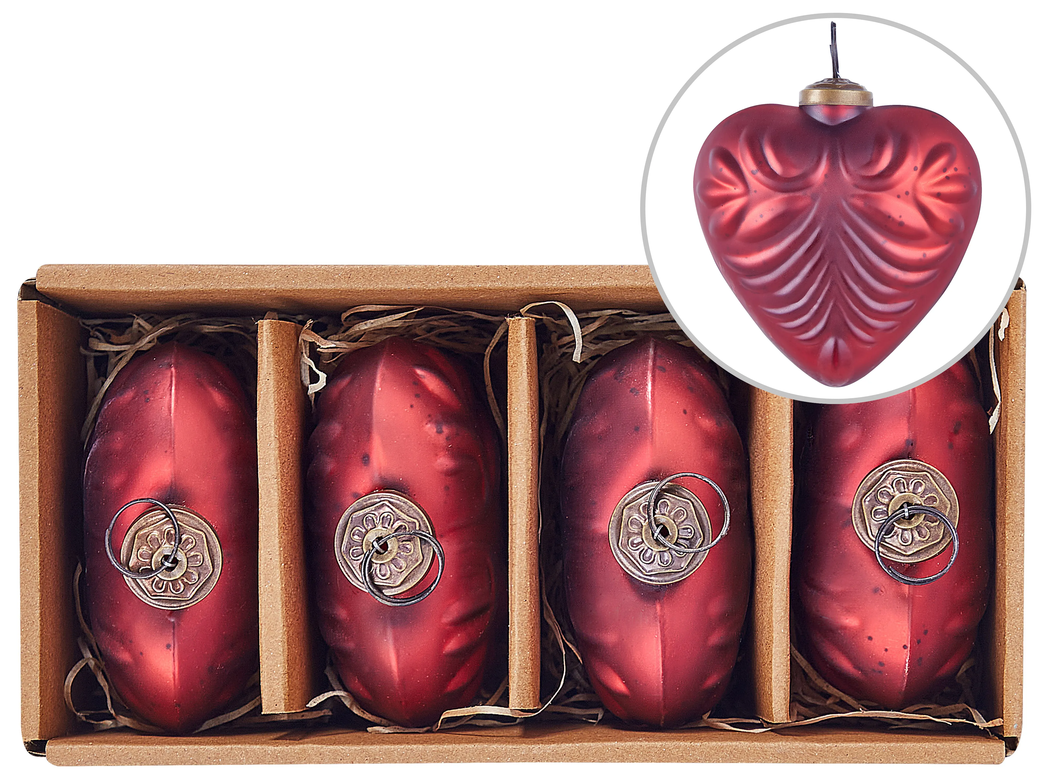 Set van 4 kerstballen FERIABLE Glas Rood