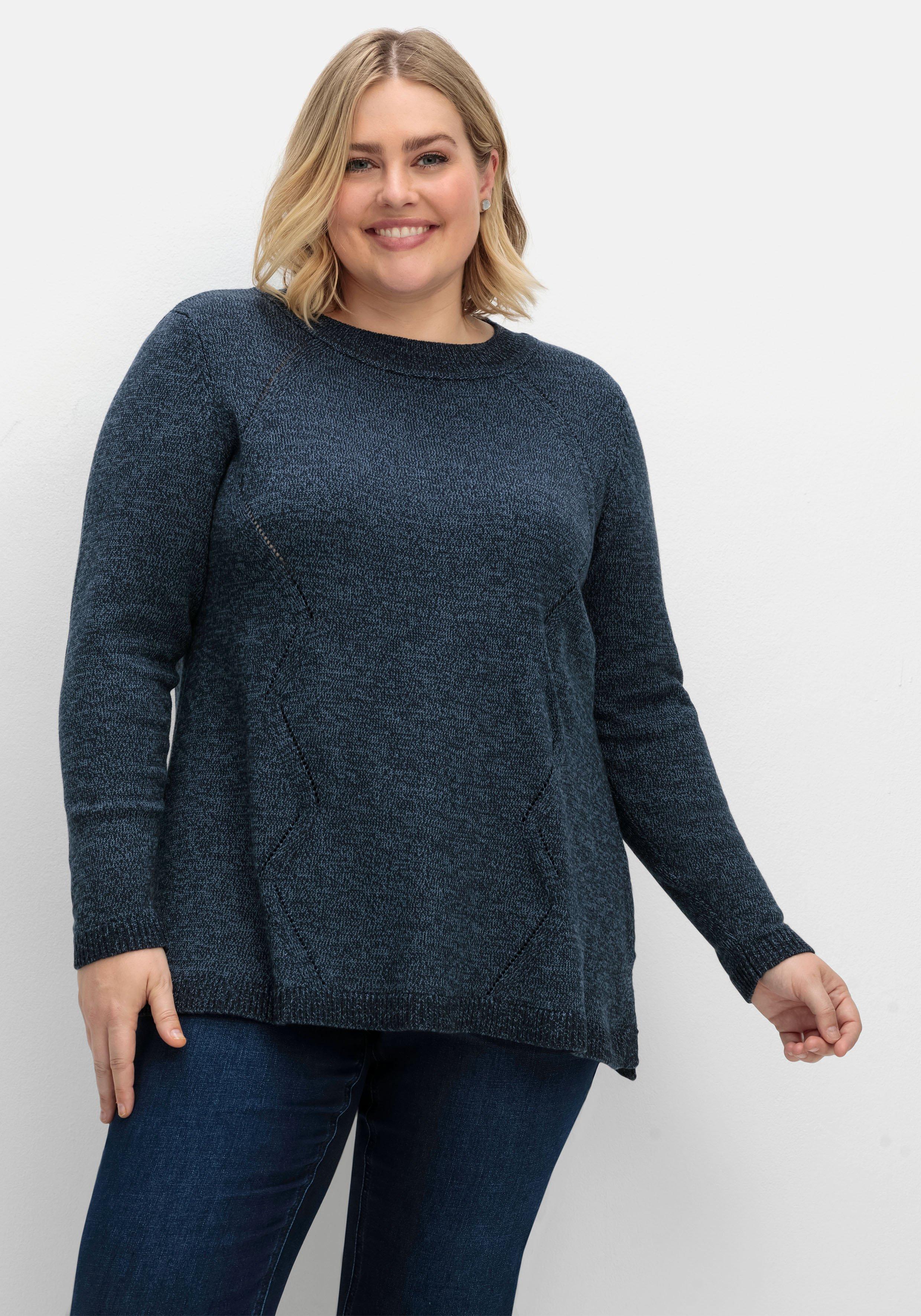 Melierter Pullover in A-Linie, flauschige Qualität