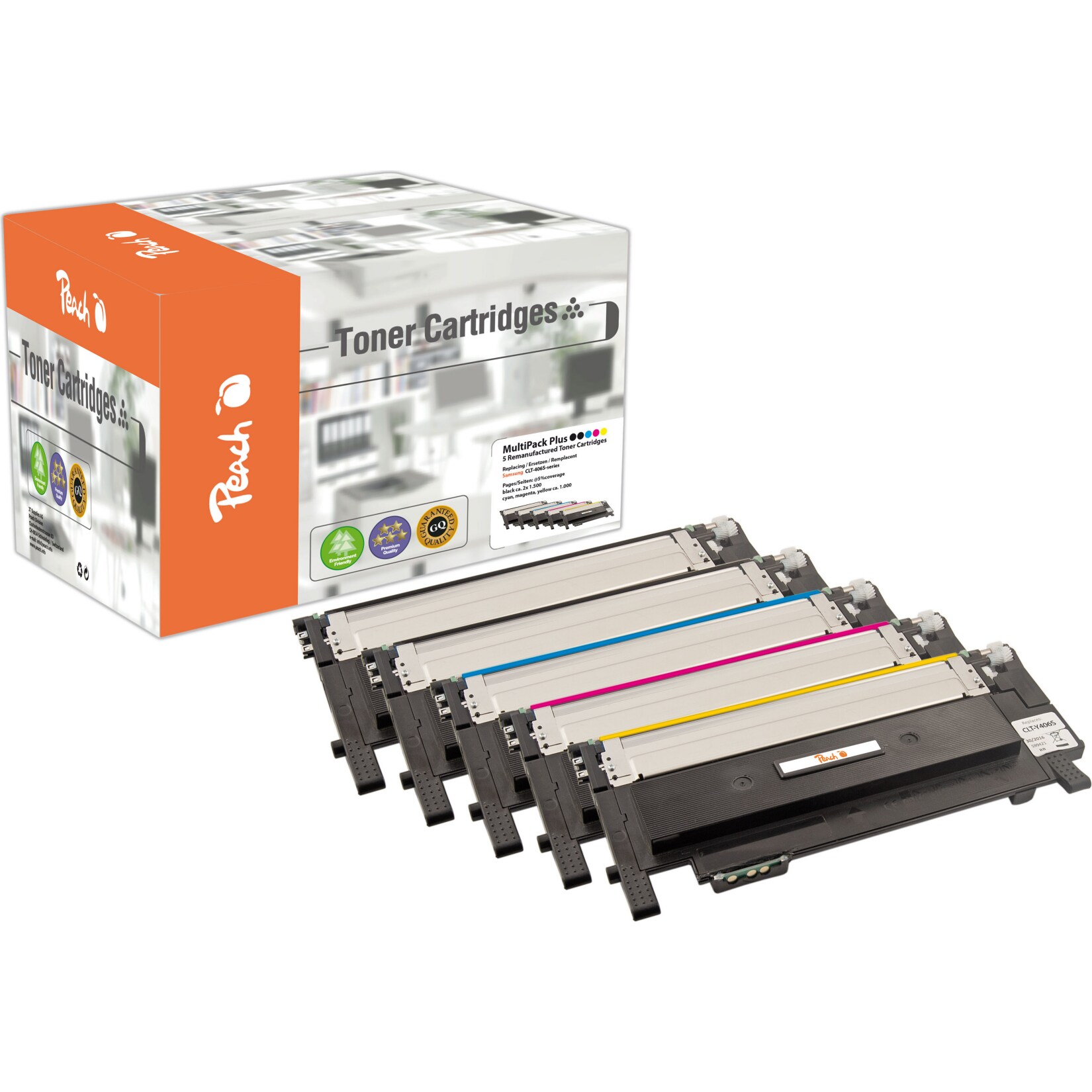 Peach S4065 Toner (2*bk, c/m/y) ersetzt Samsung CLT-P406C/ELS, SU375A für z.B. Samsung Xpress C 460 W, Samsung CLP -360, Samsung CLP -360 N (wiederaufbereitet)