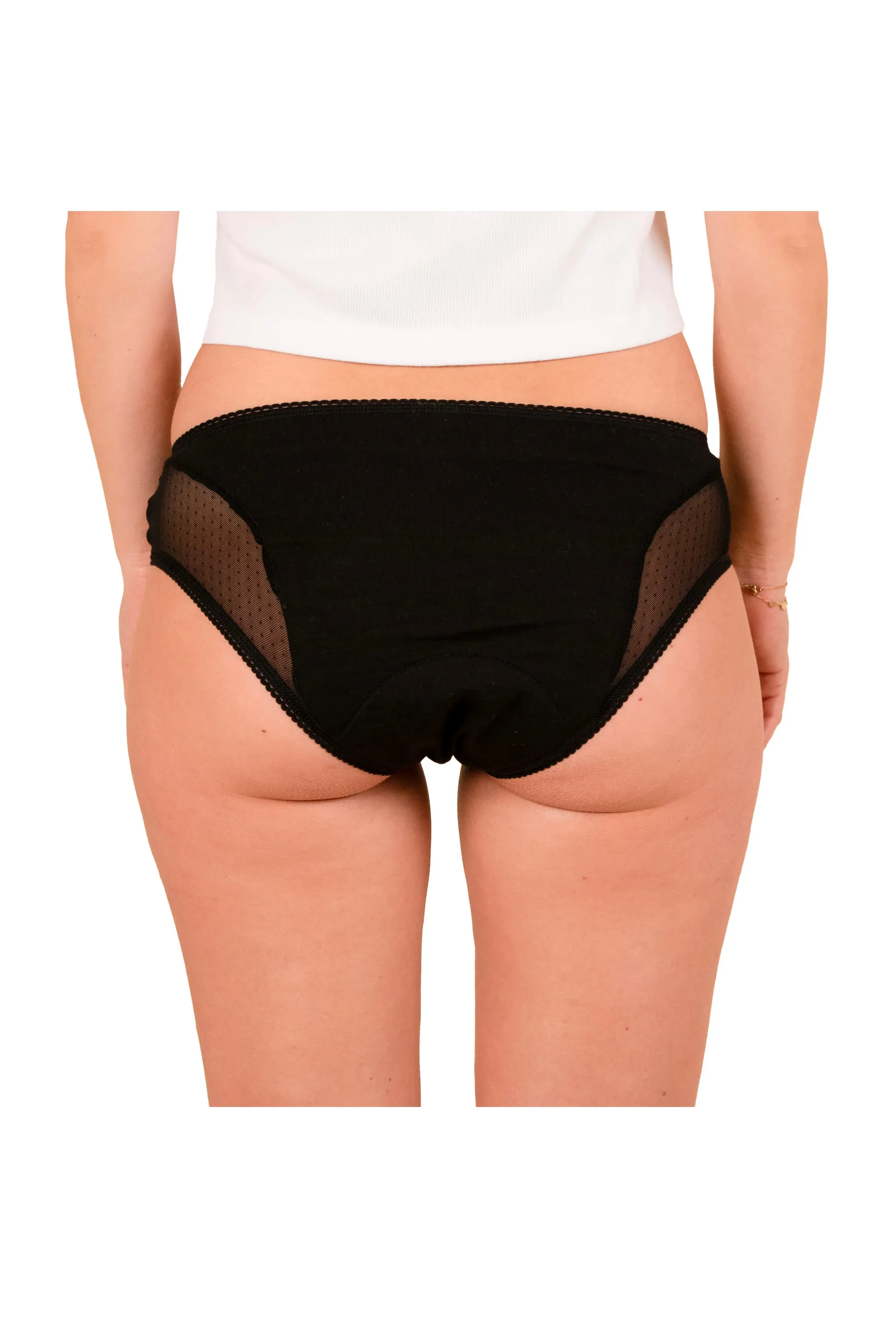 Jho Culotte menstruelle flux normal plumetis noir