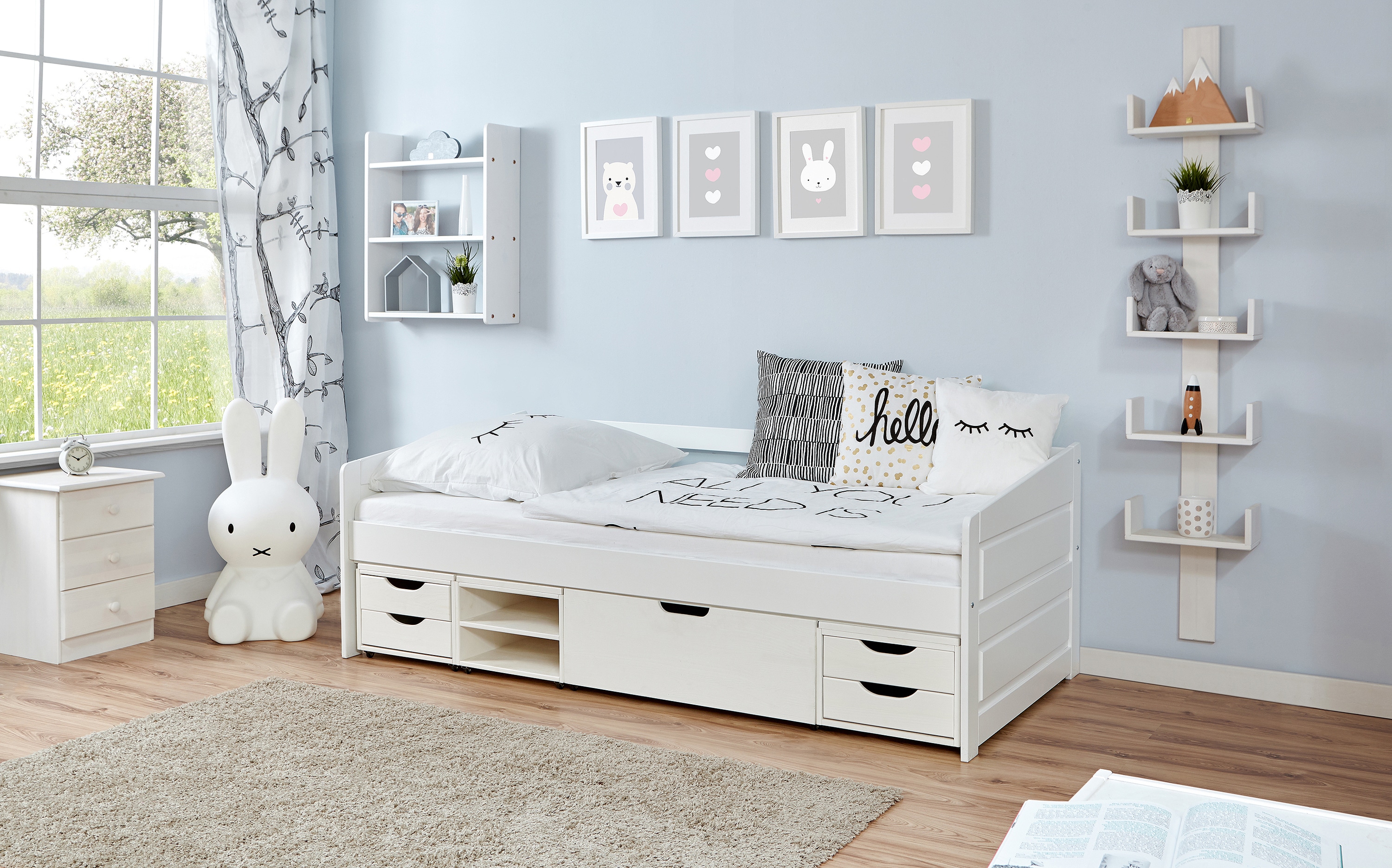 TiCAA Sofabett Micki 90x200 Buche Weiß