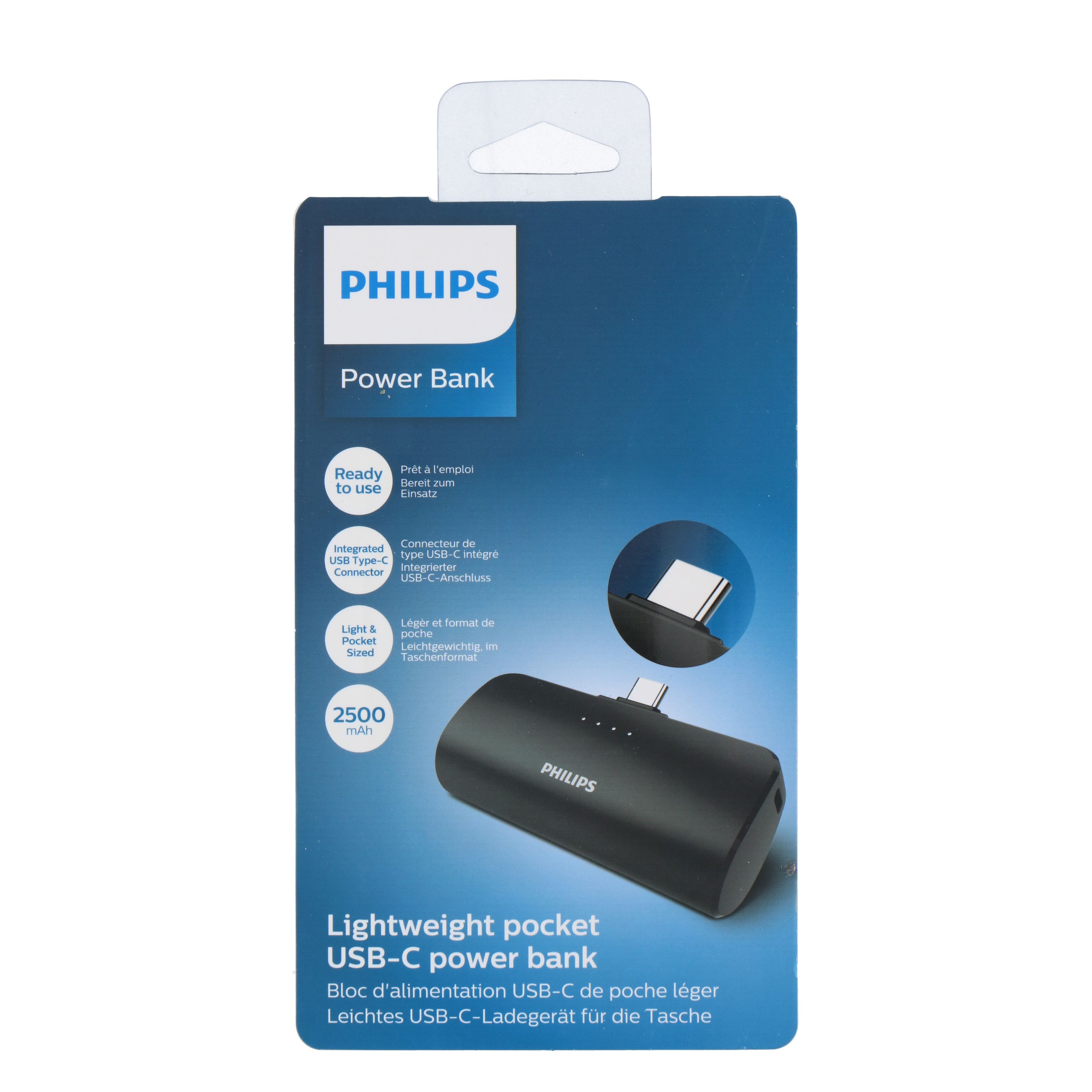 Powerbank PHILIPS 2500 mAh mit USB-C Stecker
