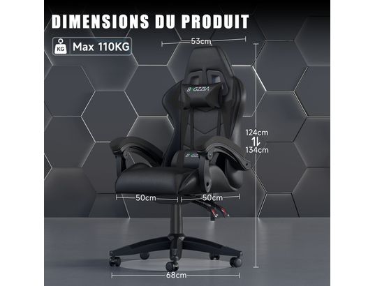 RATTANTREE - Fauteuil de bureau Chaise gaming cuir pu noire