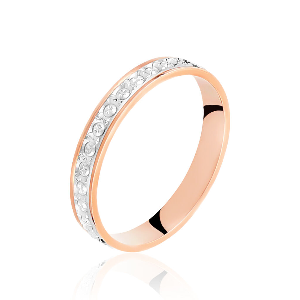 Alliance Fantaisie Diamantee Ruban Plat Or Bicolore