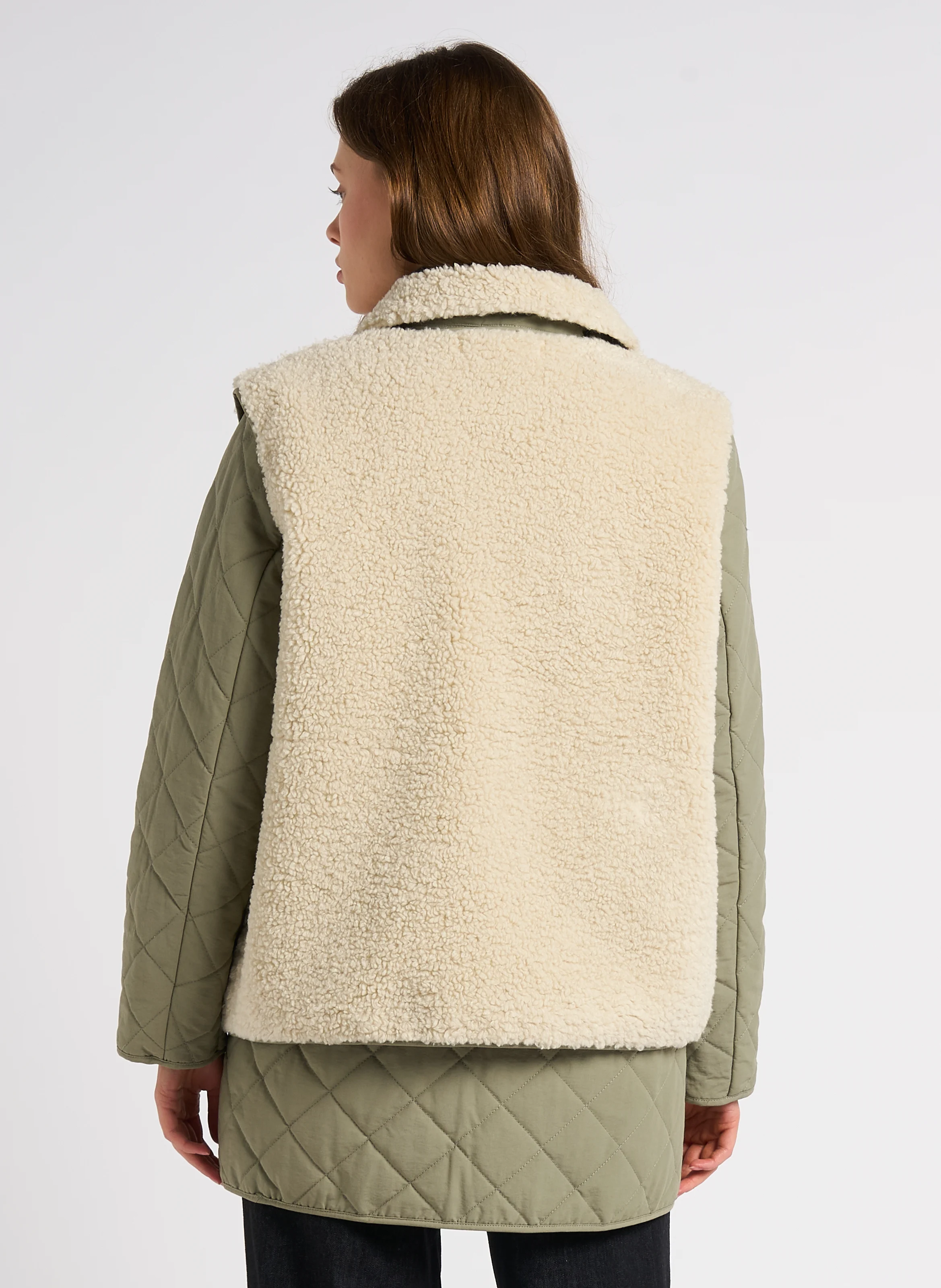 Veste droite col classique en coton mélangé | Gris