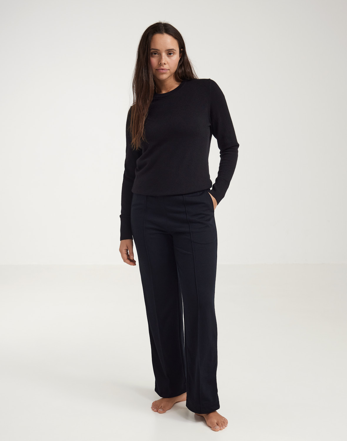 Loungebroek van merinowol voor dames in Zwart - Gratis