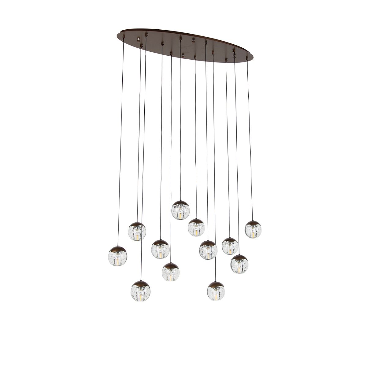 Design hanglamp donker brons met helder glas 12-lichts - Inge