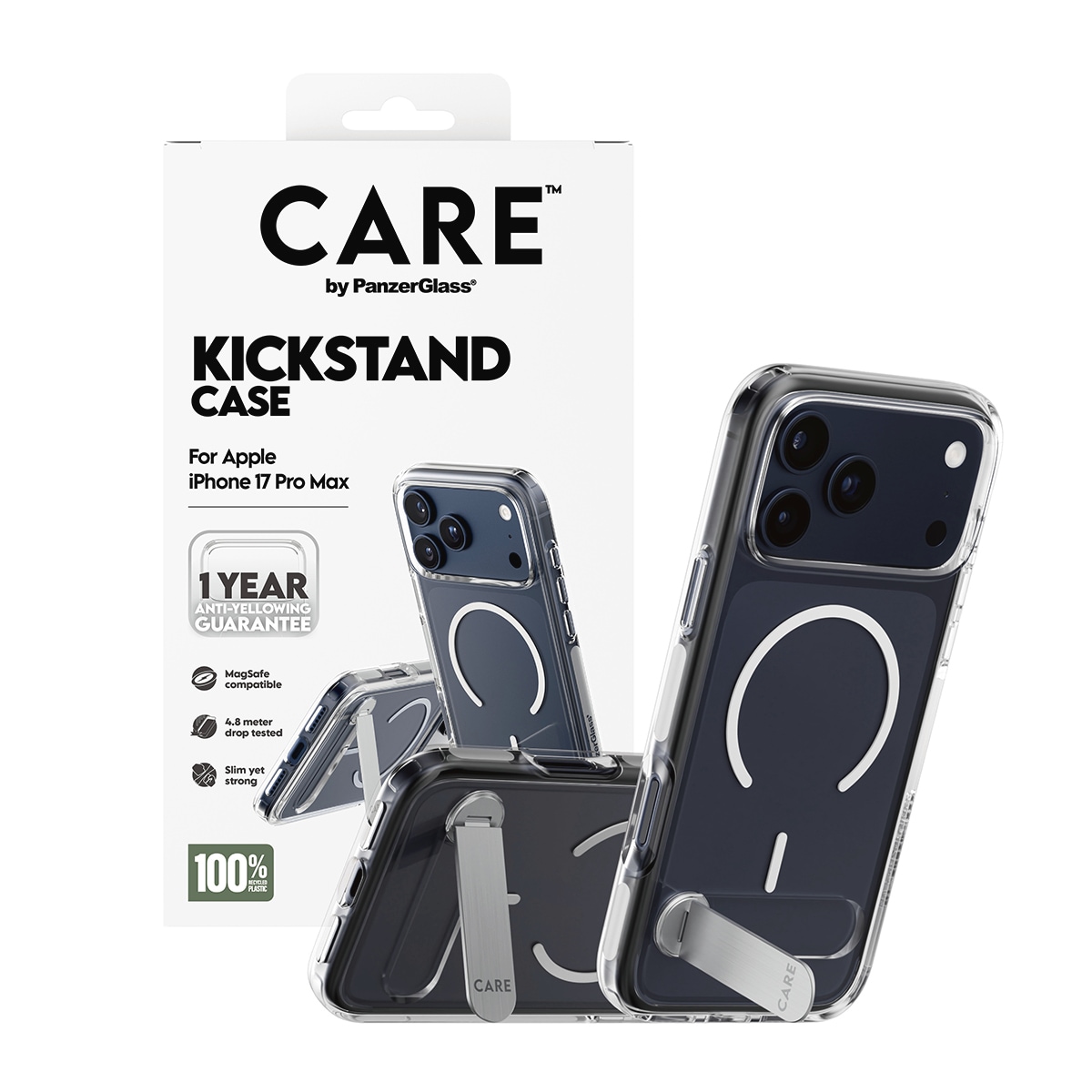 CARE by PanzerGlass Handyhülle »Kickstand Case für Apple iPhone 17 Pro Max« Apple iPhone 17 Pro Max Backcover, Schutzhülle, Handyschutzhülle, Case, Schutzcase, stossfest