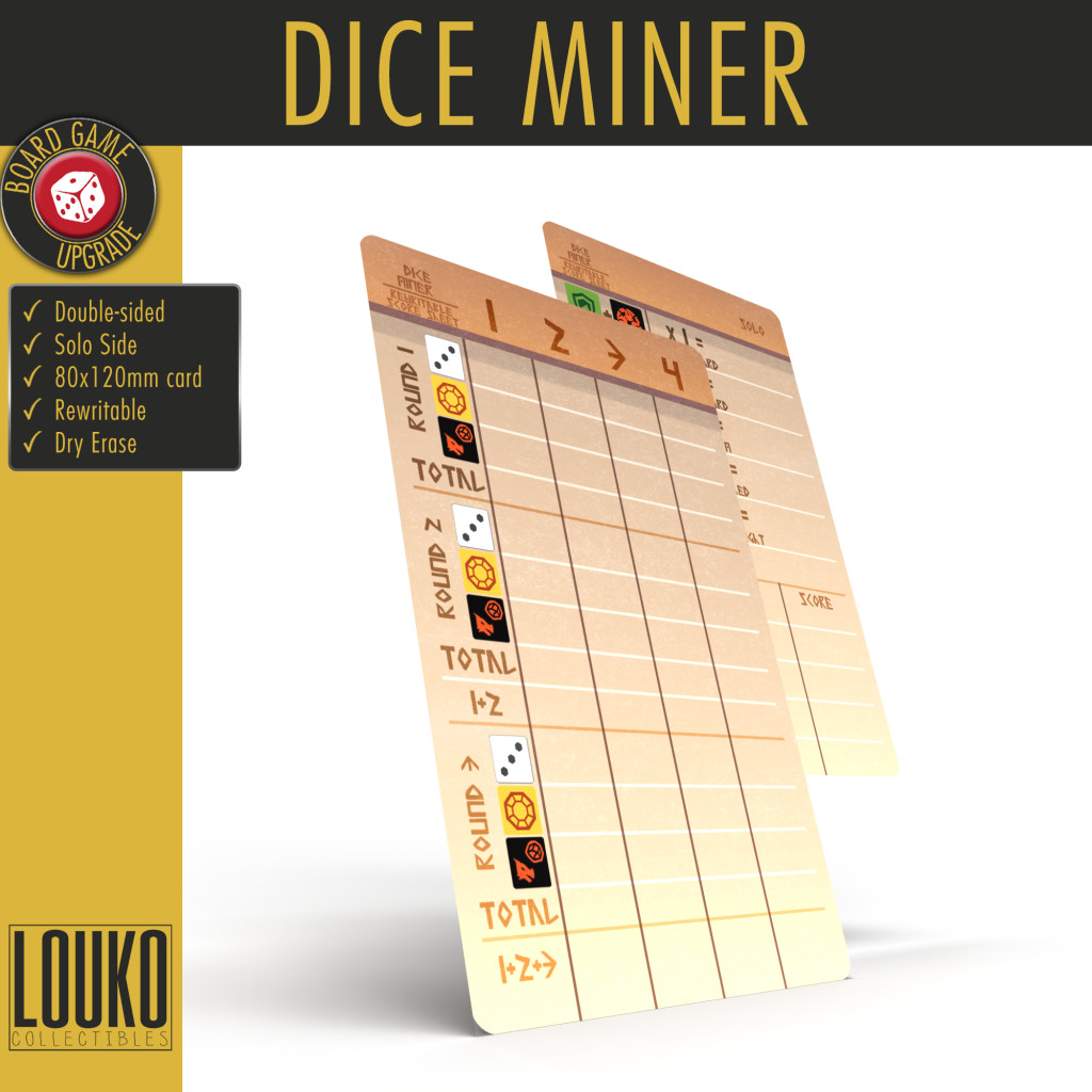 Dice Miner - Feuille de score réinscriptible
