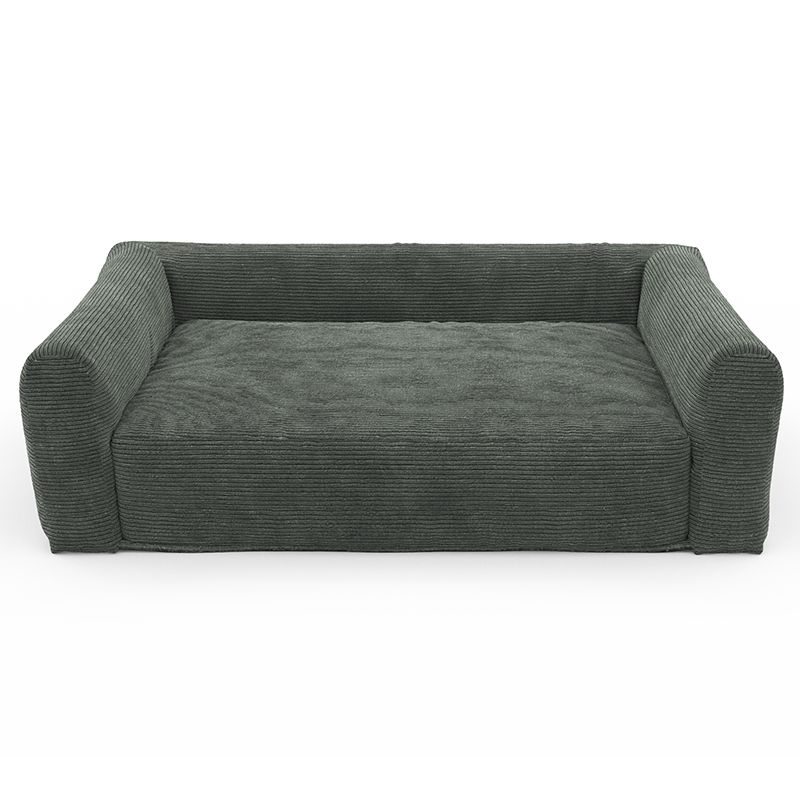 Panier pour chien leonard en tissu velours côtelé vert taille s