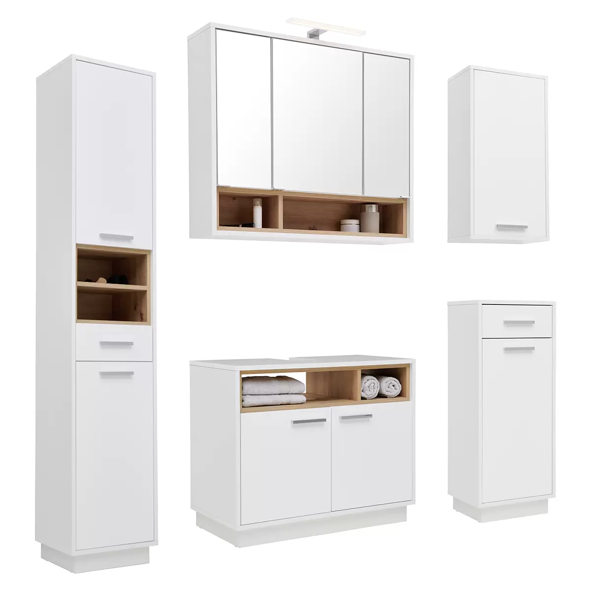 Waschbeckenunterschrank Milano WBU weiss,Artisan Eiche