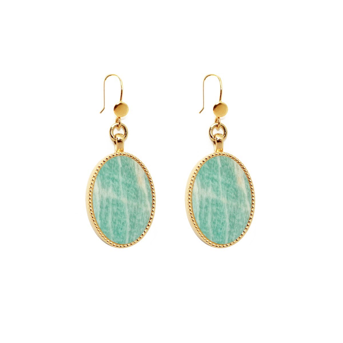 Boucles pierre amazonite dorée à l'or fin 24k FRIDA