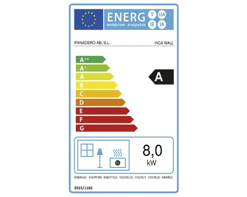 Panadero INCA WALL houtkachel, staal, zwart, 8 kW
