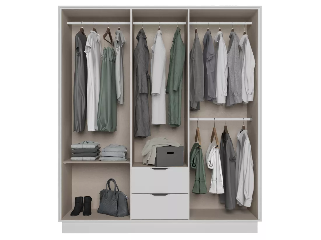 Armoire 6 portes et 2 tiroirs - L162 cm - Blanc - FEOVA