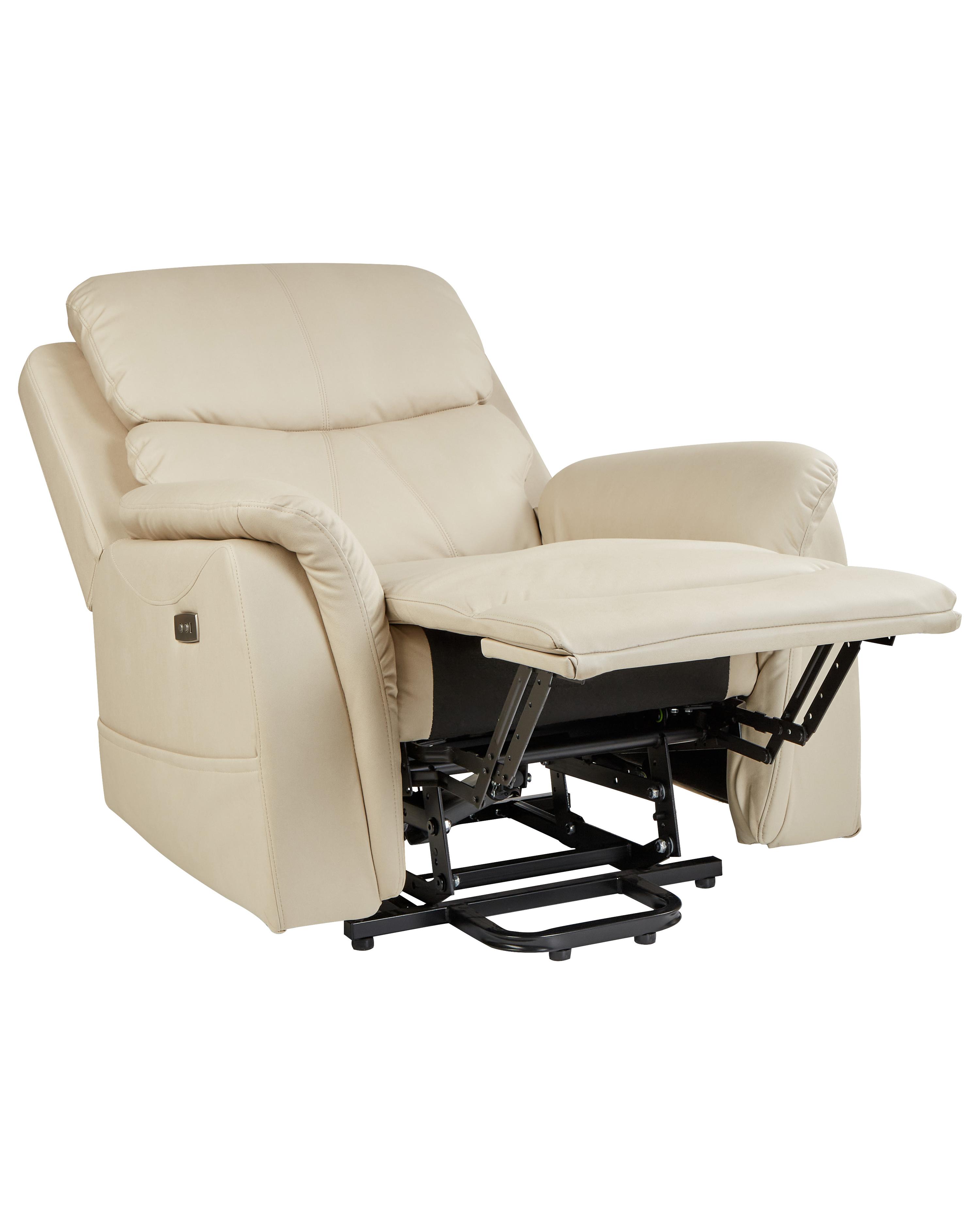 Elektrische relaxfauteuil GLORIE massagefunctie Kunstleer Lichtbeige