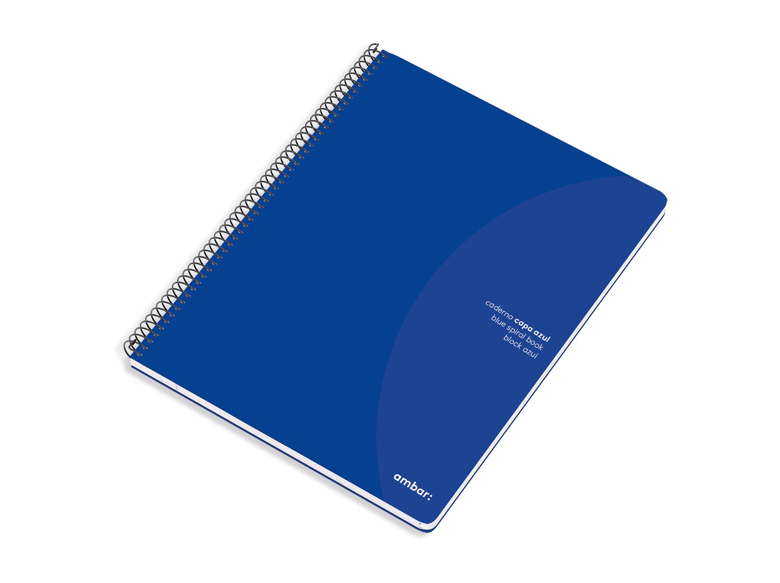 CADERNO ESPIRAL A4 AMBAR CAPA AZUL QUADRICULADO