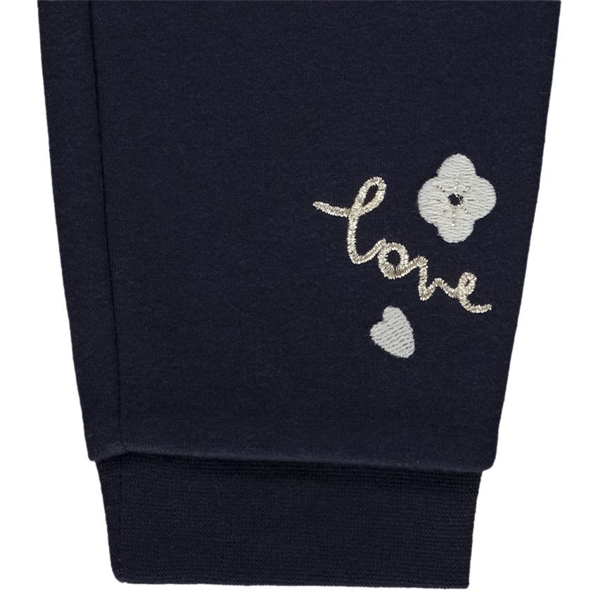 Jogging doublé velours et brodé Love pour bébé fille - Bleu marine