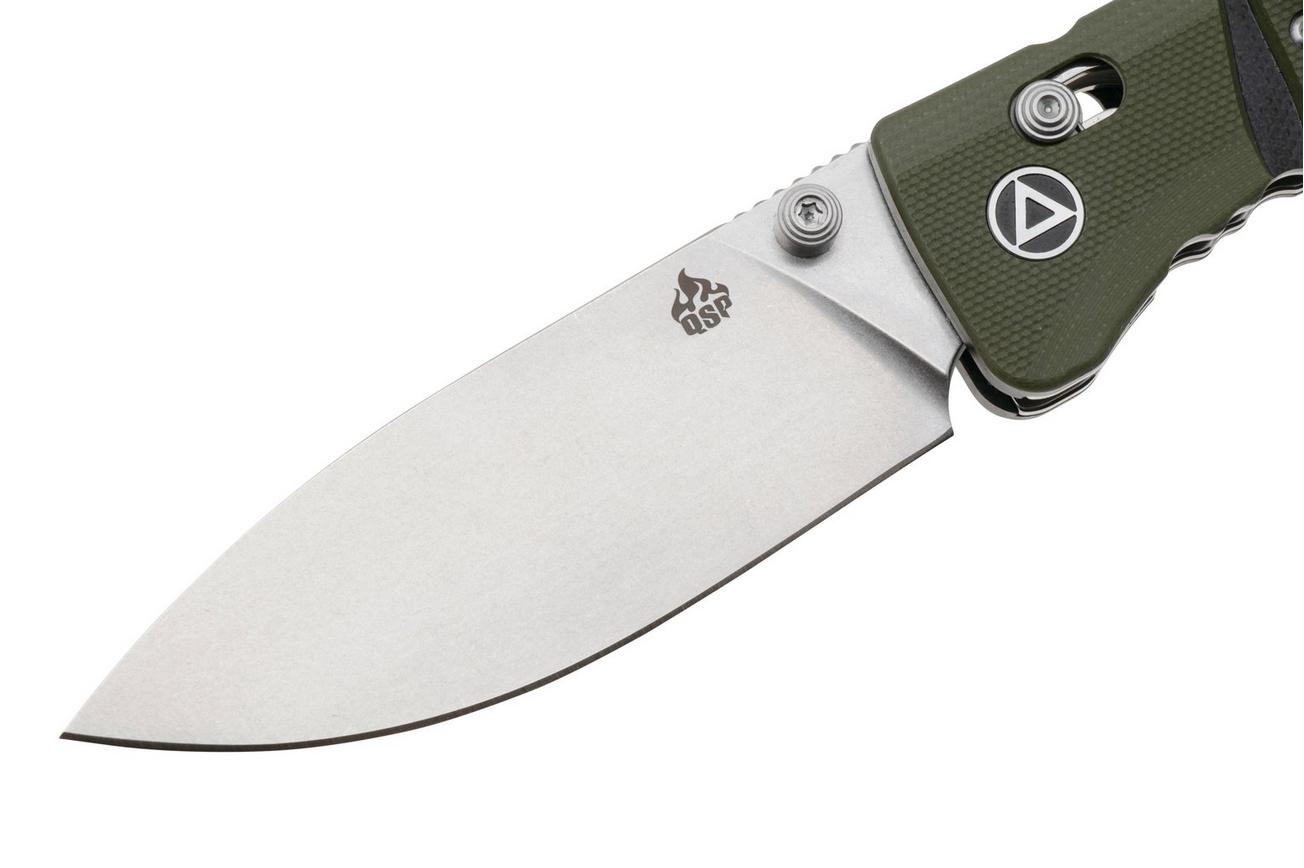 QSP Knife Ripley QS160-C1 Stonewashed 14C28N Olive Green Black G10, zakmes, Keanu Alfaro design